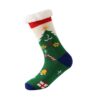 LESSO Christmas Thick Slipper Sock for Women, Xmas Fuzzy Non Slip Socks Comfy Fluffy Warm Winter Home Holiday (Green,One Size)