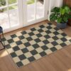 Lessymo Checkered Easy Jute Kitchen Rug, 2x3 Small Washable Front Door Mat