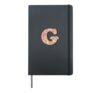Letter G Initial Retro Flowers Floral 70s Peach Pink Women Hardcover Journal, Black
