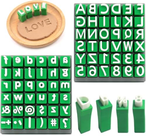 Letter Stamps for Clay, 74-Piece Alphabet Stamps Set with Numbers & Symbols, 1/2" Clay Letter Stamps for Pottery, Ceramic, Polymer Clay, DIY Crafts, Handmade Gift Making Tools with Storage Box