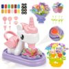 Leweply 2-in-1 Flower Bouquets Toys for Kids 3-12, Flower Making Kit for Girls 4-6, DIY Fabric Flower Craft for Ages 5-7, Playdough Flower Educational Activity Arts & Crafts Birthday Gifts 8 9 10 11