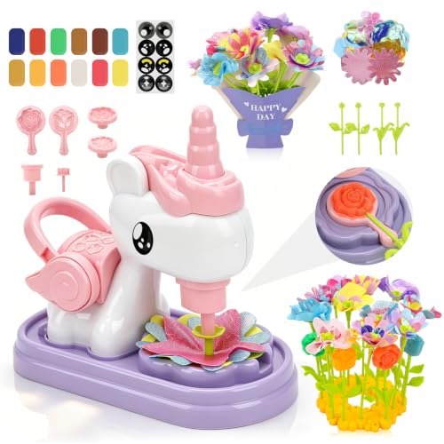 Leweply 2-in-1 Flower Bouquets Toys for Kids 3-12, Flower Making Kit for Girls 4-6, DIY Fabric Flower Craft for Ages 5-7, Playdough Flower Educational Activity Arts & Crafts Birthday Gifts 8 9 10 11