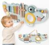 Lewo Crocodile Wall Busy Board for Toddlers Kids, Mucic Montessori Wall Activity Board, Wooden Sensory Wall Toys Panel with Instruments, Learning Activity Center for Playroom, Daycare & Classroom