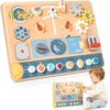 Lewo Montessori Busy Board, Space Wooden Sensory Activity Toys for Toddlers Ages 3 4 5, Fidget Sensory Board with Astronaut & Rocket, Fine Motor Skills & Early Learning Educational Toy for Boys Girls