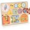 Lewo Montessori Busy Board, Wooden Sensory Activity Toys for Toddlers Ages 1-3, Fidget Sensory Board with Switches Locks, Fine Motor Skills & Early Learning Educational Toy for Boys Girls