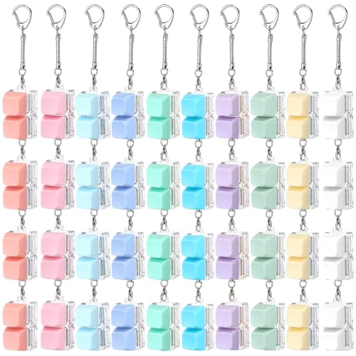Lewtemi 40 Pcs Keyboard Fidget Toy Clicker Keyboard Fidget Keychain Decompression Button Clicker Toys for Adult Button Stress Relief to Relax Stress Anxiety Decompression Gifts (Macaron Colors)