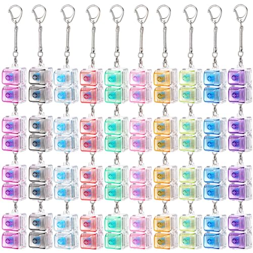 Lewtemi 40 Pcs Keyboard Fidget Toy Clicker Keyboard Fidget Keychain Decompression Button Clicker Toys for Adult Button Stress Relief to Relax Stress Anxiety Decompression Gifts (Translucent)