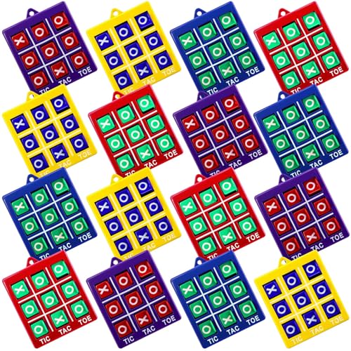 Lewtemi 4 Pcs Travel Tic Tac Toe 2 x 2 x 0.4 Inch Mini Board Game Toys Portable Tic Tac Game Toy Retro Mini Games for Kids Red Blue Purple Yellow Pocket Board for Party Favors Classroom Prizes