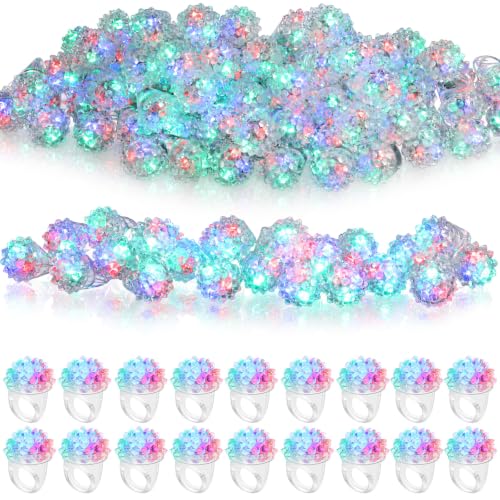 Leyndo 150 Pcs LED Light up Rings Bumpy Jelly Rubber Rings, Glow Ring LED Glow in The Dark Party Favors Finger Lights for Kids Birthday Christmas Party Supplies Concert Shows (Bumpy Colorful Lights)
