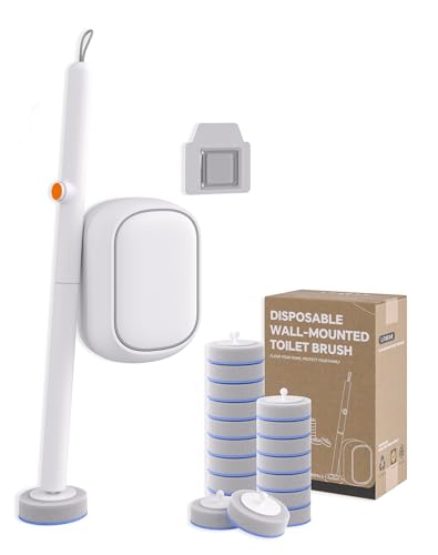 LFBEAR Disposable Toilet Cleaning System - Toilet Brush Kit with 36 High-Performance Refills, Wall Mounted Toilet Brush and Holder for Deep Cleaning Bathroom (Toilet Brush+56 Blue Refills)