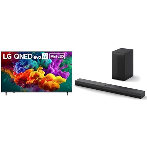 LG 75-Inch Class QNED evo AI QNED84B Series Mini LED 4K Smart TV (75QNED84BUA, 2026) S70TY 3.1.1-Channel QNED TV Matching Soundbar, Dolby Atmos, Wow Orchestra, Rear Speaker Ready, Wireless Subwoofer