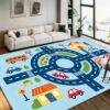 LGGLOVELIN City Traffic Road Area Rug 8x10ft Boys Car Track Carpet