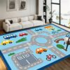 LGGLOVELIN Road Play Carpet 8x10ft City Traffic Vehicle Map Area Rug