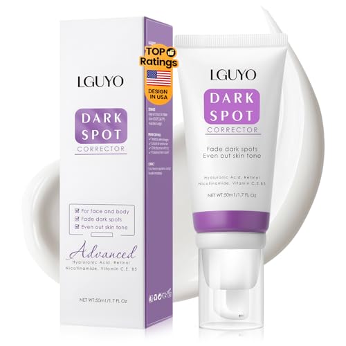 LGUYO Sun Spot, Age Spot, Dark Spot Remover for Face & Body - Effective Remedy for Dark Spots & Dark Spot Corrector Cream for Freckles, Melasma - Even Toning Skin Care for Women and Men - 1.7 Fl Oz