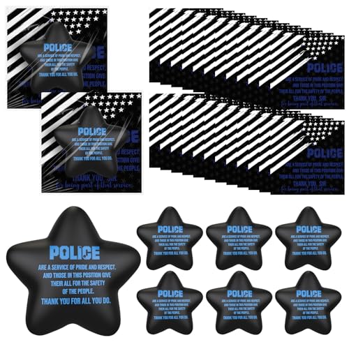 Libima 20 Pcs Police Officer Stress Ball Gifts, End of Year Gifts National Police Week Star Appreciation with Thank You Cards Policewoman Policeman Retirement Law Enforcement Team Worker Presents
