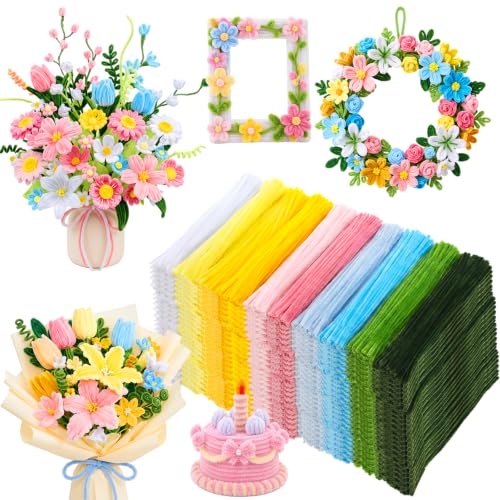 Libima 3800 Pcs Pipe Cleaners Bulk 10 Colors 12" Fall Pipe Cleaners Craft Set Chenille Stems Flower Kit 6mm Colorful Thanksgiving Day Autumn Gift Fuzzy Sticks Party Supply for DIY Art (Macaron)