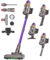 LIBINO Cordless Vacuum Cleaner, 650W 55KPA 70Mins Anti-Tangle Wireless Vacuum,Rechargeable Vacuum with Green Light,Powerful Stick Vacuum for Home Carpet/Hardwood Floors,Purple