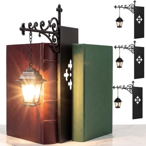 Library Lantern Mini Bookshelf Lamp,Library Lantern-Decorative Bookshelf Lighting, Reading Book Shelf Lamp Lights Between Books for Bookworms Or Study Reading Corner Home Library (3PCS)