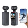 LICAEVEY Handheld Action Camera 4K, WiFi Dual Lens Wide Angle with 270 Rotation Lens, Loop Recording, Support for Viidure App for Outdoor Vlogging