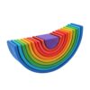 LICAEVEY Safe Waterborne Paint Wooden Stacking Toy, Colorful Semicircle Arch Bridge Nesting Puzzle Blocks for Toddlers, Eonal