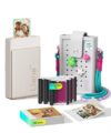 Liene Pearl N200 Pro Portable AI Photo Printer, 50 Sheets 2x3 Adhesive Paper & 5 Cartridges, Gold, DIY Charm Carry Bag Bundle