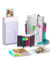 Liene Pearl N200 Pro Portable AI Photo Printer, 50 Sheets 2x3 Adhesive Paper & 5 Cartridges, Purple, DIY Charm Carry Bag Bundle