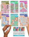 Lifelines FlowArt Mini Activity Pads, 6-Pack - Guided Dot-by-Letter Art Meditations with Markers - 30 Markers & 120 Scenes - Pocket-Sized Coloring Books for Tweens, Adults & Seniors - Patent-Pending
