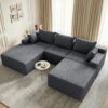 Lifelink 108" Boneless Couch U-Shaped - Modular Sectional Couches for Living Room Cloud Sofa with Deep Seat High Back Removable Ottoman No Assembly Required