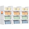 Lifewit 12 Pack Stackable Closet Organizers and Storage Basket for Clothes, Plastic Sweater Storage Bins for Wardrobe, Stacking Clothing Containers for RV, Pantry, Shelf, Kitchen, Dorm, 14" Depth