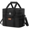Lifewit 20L 30 Can Soft Cooler Bag with Hard Liner, Large Insulated Picnic Lunch Bag Box Soft-Sided Cooling Bag for Camping, BBQ and Family Outdoor Activities, Black