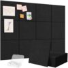 Lifewit 48"x 36" Felt Bulletin Board with Self-Adhesive, 12 Pack Cork Board Alternative for Walls, Large Pin Board Vision Board Message Board with 50 Pushpins for Office Decor, Room Decor, Black