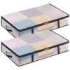 Lifewit 60L 2 Pack Under Bed Storage Containers Bins, Plastic Clothes Storage Bags Blanket Storage with Handle, Closet Organization for Comforters, Sheets, Clothes, Bedroom