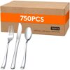 Lifewit 750PCS Silver Plastic Silverware, Heavy Duty flatware Set, Disposable Cutlery Dinnerware Set, 250 Forks, 250 Spoons, 250 Knives, Ideal for Party, Wedding, Birthday and Daily Use, BPA-Free
