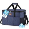 Lifewit Cooler Bag, 48 Can Leakproof Insulated Portable Lunch Cooler with 2 Front Pockets, Large Soft Sided Cooler Tote Bag for Beach, Picnic, Camping, Shopping, Dark Blue