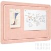 Lifewit Cork Board Alternative, 22.4"x 14.8" Bulletin Board with Self-Adhesive, Foldable Decorative Felt Pin Board Vision Board Message Board with 20 Pushpins for Office Wall Decor, Room Decor, Pink