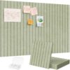 Lifewit Felt Slatted Bulletin Board, 6 Pack Self-Adhesive Panel, 36"x 24" Total Size, Cork Board Alternative, Pin Message Board with 30 Pushpins for Room and Office Decor, Home, Dorm, Green