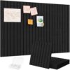 Lifewit Felt Slatted Bulletin Board, 6 Pack Self-Adhesive Panel, 36"x 24" Total Size, Cork Board Alternative, Pin Message Board with 30 Pushpins for Room and Office Decor, Home, Dorm, Black