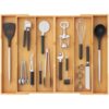 Lifewit Utensil Drawer Organizer, Expandable Kitchen Tool Tray, Wood Adjustable Flatware and Spatula Storage Divider, 17.8-28.3 x 17 x1.8