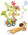 LIGHTDESIRE Toddler Toys Montessori Musical Train Set Gear Building Toys