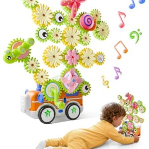 LIGHTDESIRE Toddler Toys Montessori Musical Train Set Gear Building Toys