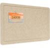 Lightomorrow Bulletin Board, 24 x 18 Inches Cork Board Alternative Decorative Felt Pin Board with Safe Removable Adhesives & 28 Push Pins for Home Office Classroom Walls-Khaki