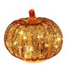 Light Up Pumpkin, Golden Mercury Glass, 6.5 x 5.5 in / 16.5 x 14 cm, with Timer, Battery Operated Twinkle Lights, Halloween Decorations for Parties, Thanksgiving, Fall Home Decor