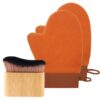 LIGOFLORA 3-in-1 Tanning Mitts Self Tanner Mitt Applicator and Brush,Self Tanning Kit with 2 Brown Velvet & Waterproof Lined Mitts for Lotion, Mousse, Spray Tan, Sunless Tan, Face & Body