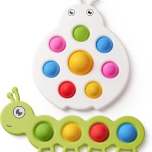 LiKee Fidget Popper Sensory Baby Toys for 10+ Months, Christmas Stocking Stuffers Push and Popping Busy Board, Montessori Toys for 1+ Years Old, Airplane Car Travel Toy for Toddlers 1-3 Stress Relief
