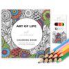 LILADORA Art of Life Adult Coloring Book with 12 Colored Pencils Set | 38 Pages | Complete Stress Relief Gift | Ready-to-Color Art Kit