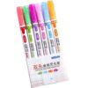 Lily Brown 6Pcs Fluorescent Highlighter Marker Double Tip Outline Highlighter Pen for Card Making Scrapbooking Journal Color Coding Teacher Grading Highlighters