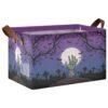 Linabunda Full Moon Spooky Gift Basket Empty, Halloween Storage Basket with Handles & Iron Frame, Water-Repellent Fabric Organizer Bin for Shelf, Candy & Boo Bag Treats, 30L, 2 Pc