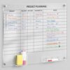 Lincia Acrylic Project Planning Board, 24 x 18 Inch Clear Wall Schedule Dry Erase Board with 8 Markers and Eraser, Whiteboard Planner with Lines for Home Office Project and Family Organization