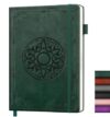 Lined Journal Notebook, A5 Leather Vintage Journals for Writing, 256 Pages College Ruled Notepad for Women Men, Vegan Leather Daily Notebook for Work, School, Travel, Note Taking(Celtic Star, Green)