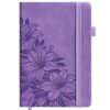 Lined Journal Notebook Hardcover Leather Bound 300 Pages A5 Purple Diary